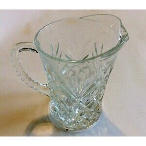 Clear Glass creamer Pitcher Anchor Hocking ? prescut glass 5”vintage